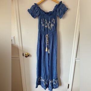 ASOS Off-the-Shoulder Floral Embroidered Jumpsuit